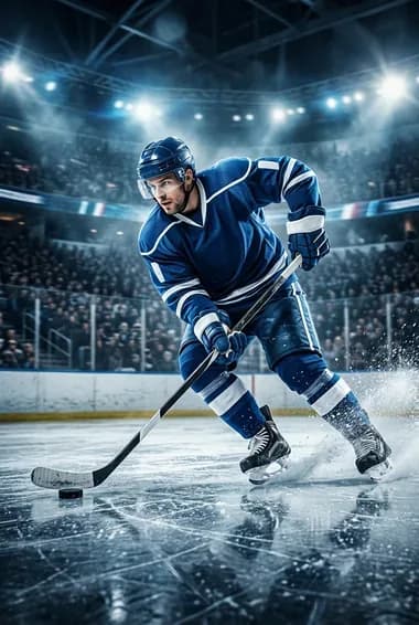 Ishockeyspelare i full fart på isen